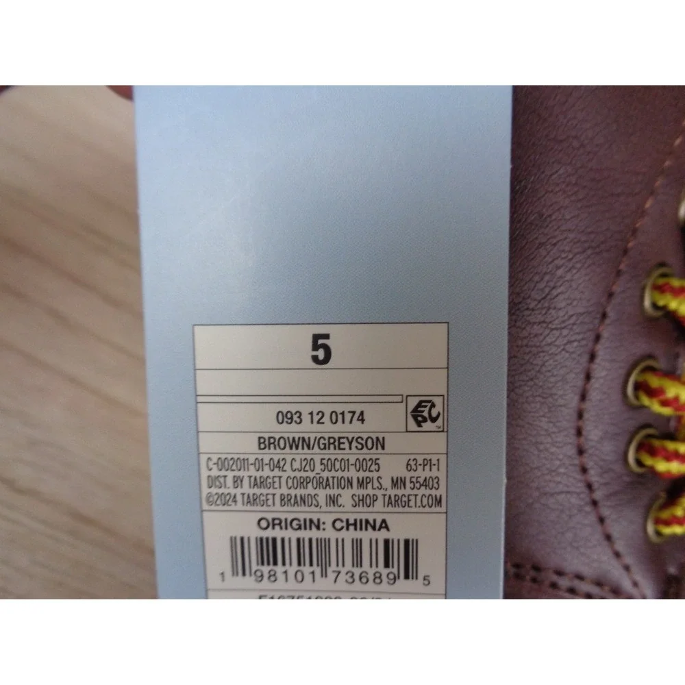 Cat & Jack Toddler Boys Boots Size 5‎ Brown Greyson Boots Side Zip & Laces